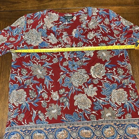 Lucky Brand | red and blue floral print top - Picture 8 of 10